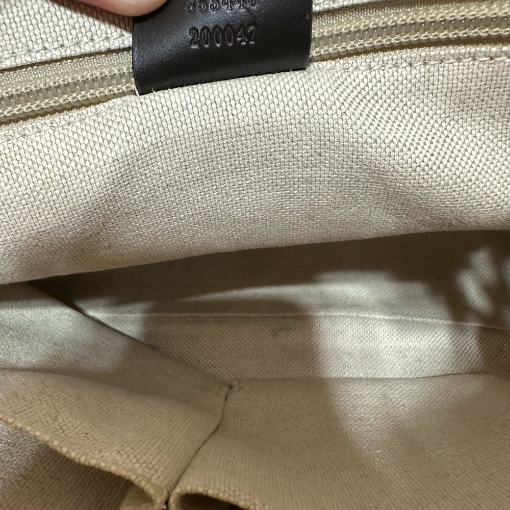 Gucci Gray and Black Monogram Tote - Picture 15 of 16